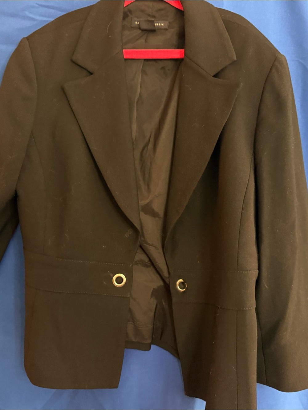 Womens Black Blazer Jacket with Gold Accent Banana Republic 6P